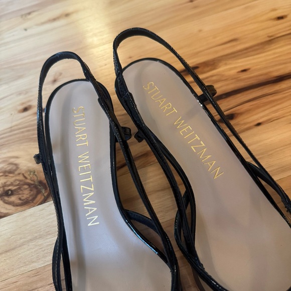Stuart Weitzman Poudre Mondrian 50 Slingback PVC kitten heel Pumps in Black - Picture 8 of 13